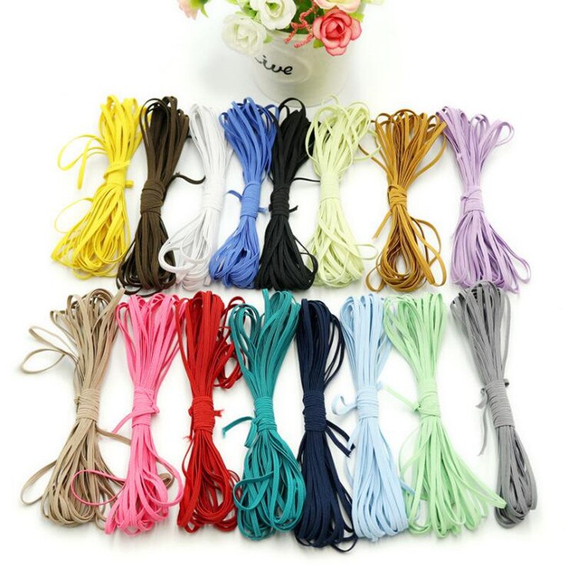 5Yards 3Mm Kleur Elastic Band Rope Rubber Hoofdband Lint Naaien Webbing Taille Schoenveter Diy Kleding Accessoires