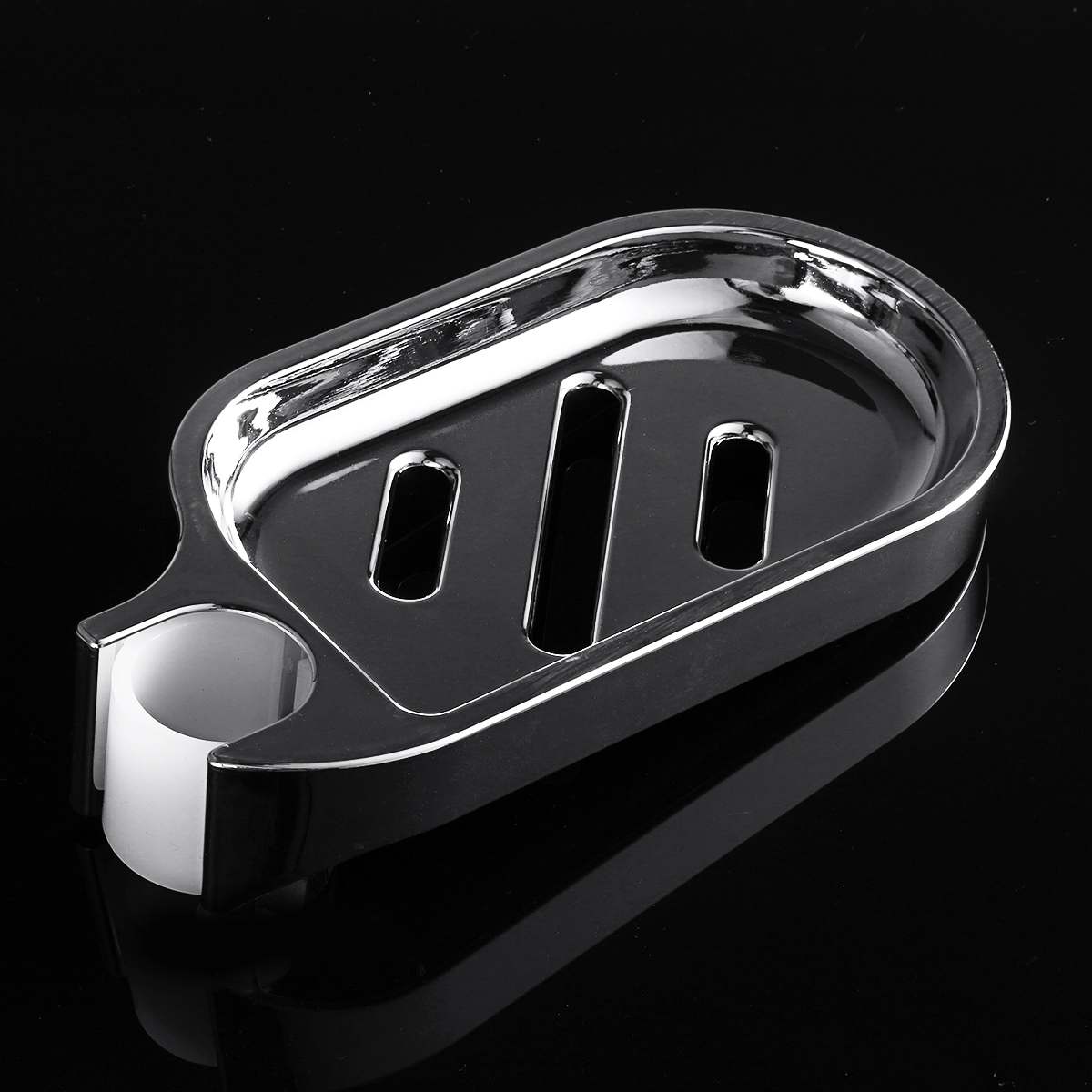 Convenient Clip-on Soap Tray Soap Dish Adjustable Shower Rail Slide Soap Plates Smooth Bathroom Holder Silver