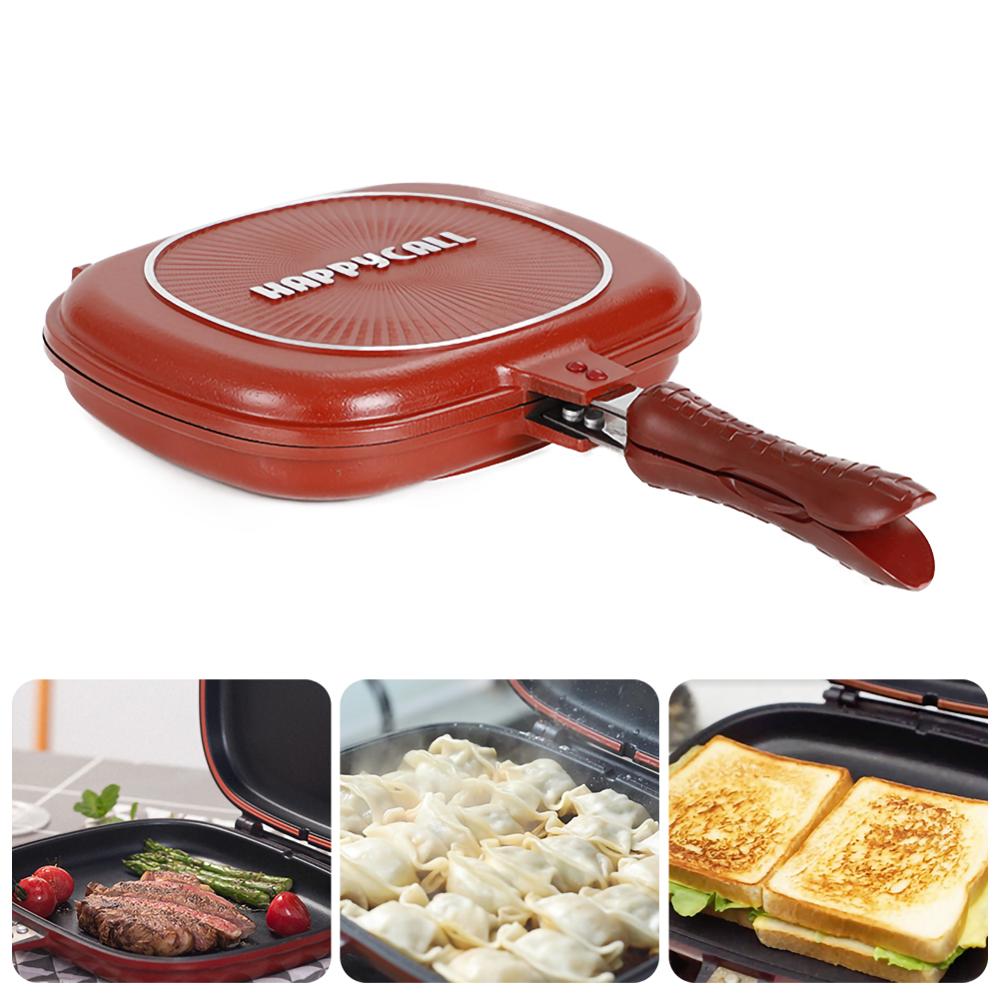 32CM/28CM Double Side Grill Frying Pan Non-Stick Barbecue Cooking Tool Home DIY Grill Pan Pancake Pan Rectangular Pancake Maker