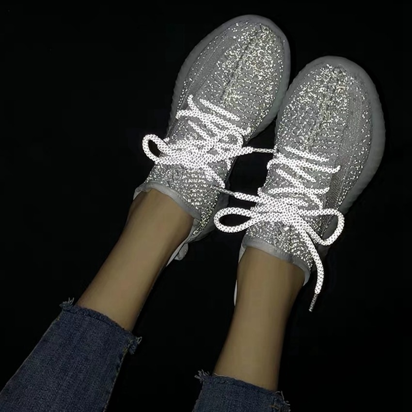 Damesmerk sneakers platte zool reflecterende tennisschoenen dames meisjes mesh casual sneakers gevulkaniseerde schoenen: Lichtgevend zilver / 42