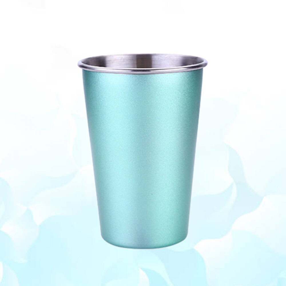 Stainless Steel Beer Cup Premium Durable Drinking Tumbler Coffee Tea Cup (Nordic Silver, Lid): Green