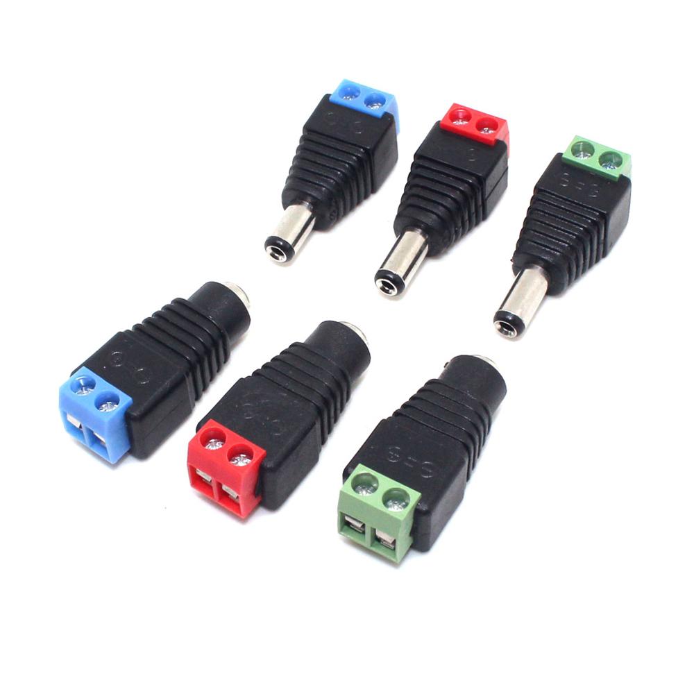 Adaptador de enchufe macho/hembra para CCTV, 12V, 5,5x2,1mm, luz LED de un solo color, 10 Uds.