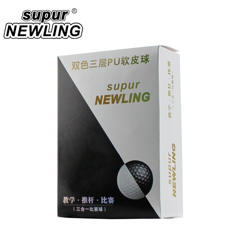 Pelotas de Golf 6 unids/caja, 3 piezas, pelotas de poliuretano Tacto suave, aptas para putters, práctica, línea recta, Color negro y blanco