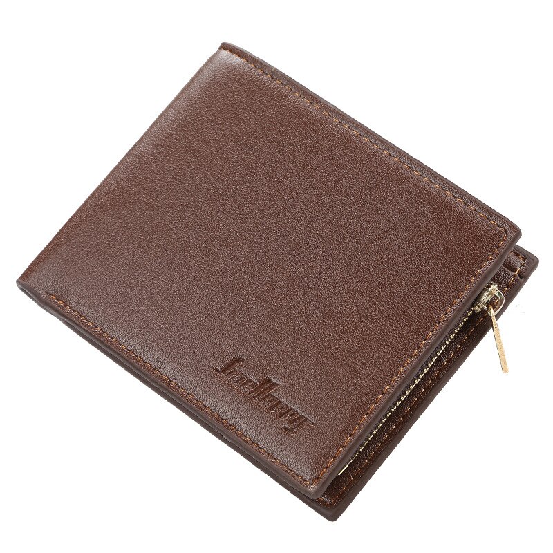 Genuine Leather Wallet Men Clip Cowhide Wallet Men Brand Coin Wallet Small Clutches Men's Purse Coin Pouch Short Men Wallet: C coffee