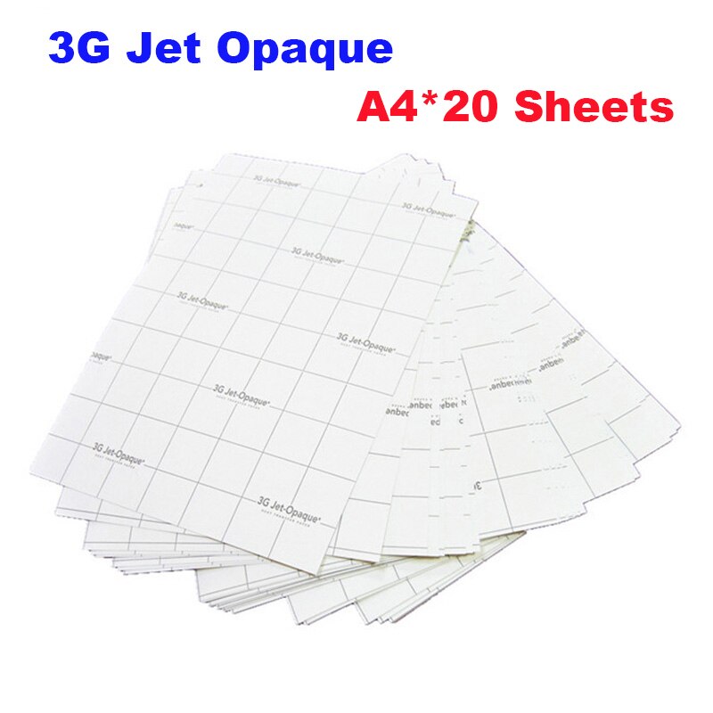 (A4*20 Sheets) 3g Jet Opaque Heat Transfer Paper Iron on Paper for Inkjet Printer Premium Thermal Transfer Paper for Dark Fabric: Default Title