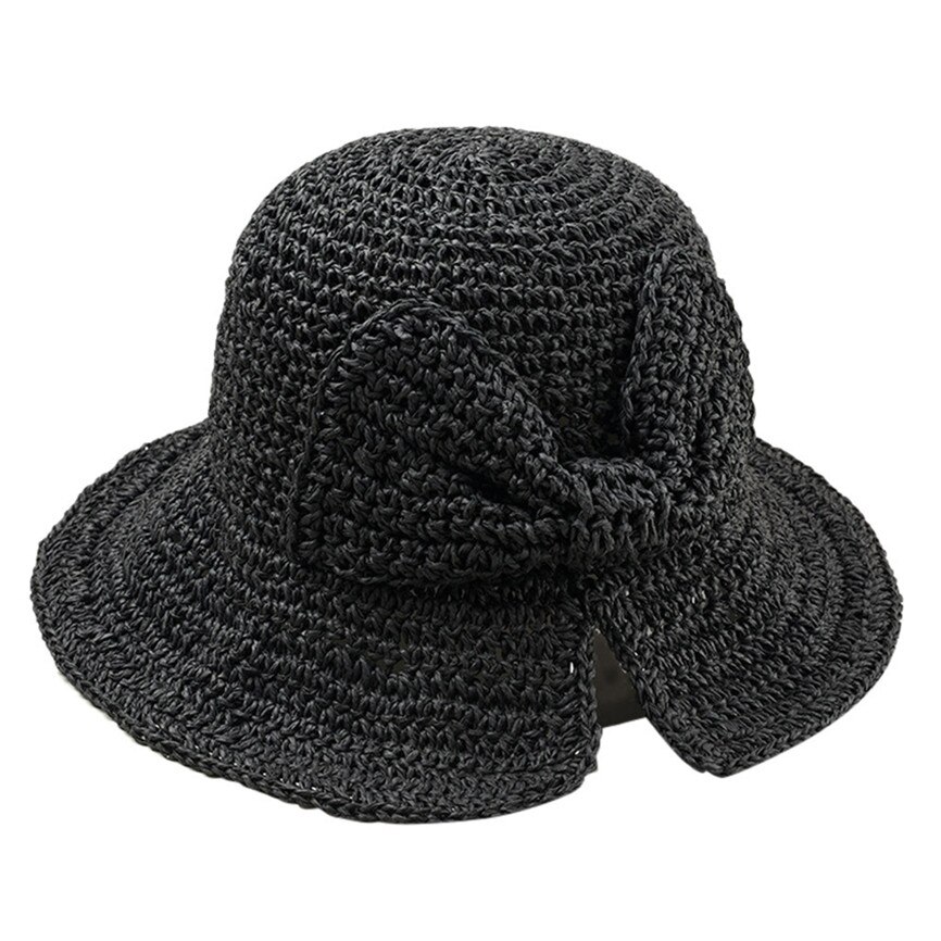 Stro Zomer Hoeden Vrouwen Dames Opvouwbare Strand Zonnehoed Rand Band Zonnehoed In de Zomer Voor