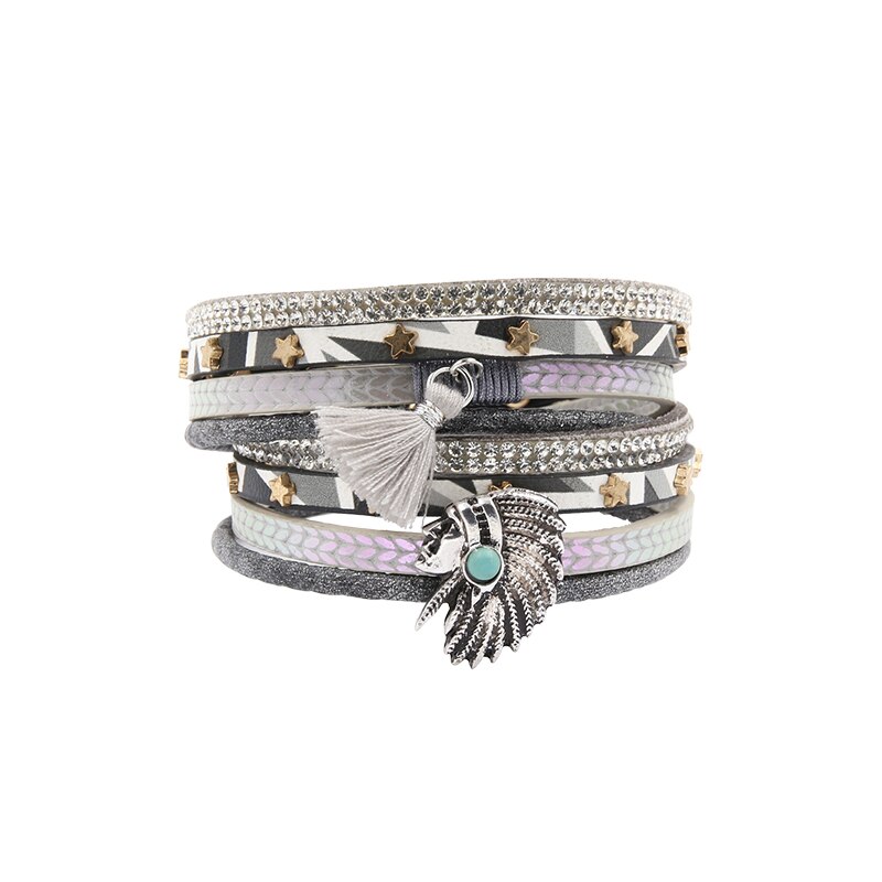 Armband PU Lederen Armbanden &amp; Armbanden Voor Vrouwen Pulseira De Couro Vrouwelijke Lange Egyptische Schoonheid Hoofd Wrap PulserasMujer