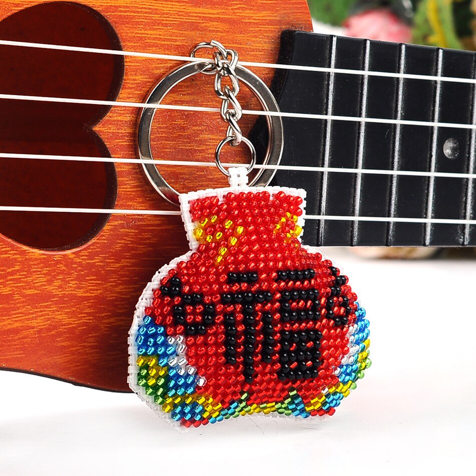 Key Chain Accessories Stamped Crafts DIY Printed Cross-Stitching-Kit Embroidery Stich-Bead Needlework Y043