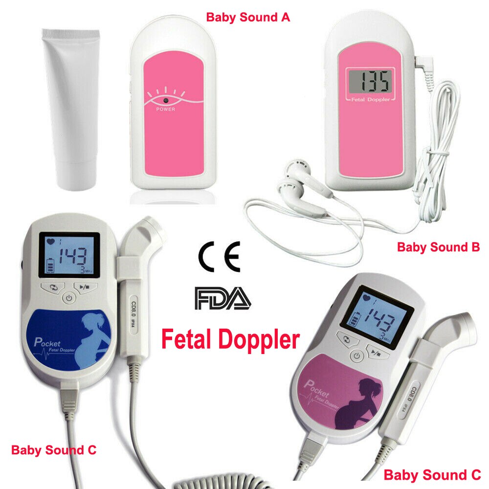 Doppler fœtal de poche 2MHZ 3MHZ 8MHZ, A B C, détecteur de battements de cœur pour bébé, moniteur de fréquence cardiaque à domicile pour femme enceinte