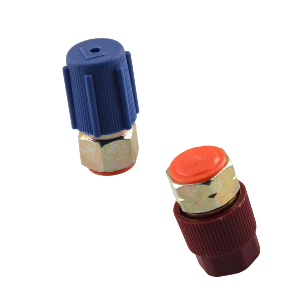 2pcs High & Low AC Port Adapter Retrofits R12 Port to R134a Quick Disconnect