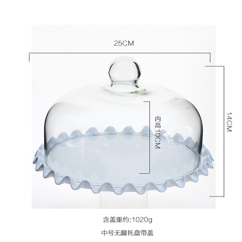 Céramique gâteau support gâteau plateau fruits plateau Dessert Table présentoir verre couverture mariage fête décoration ménage: Tray with lid--M