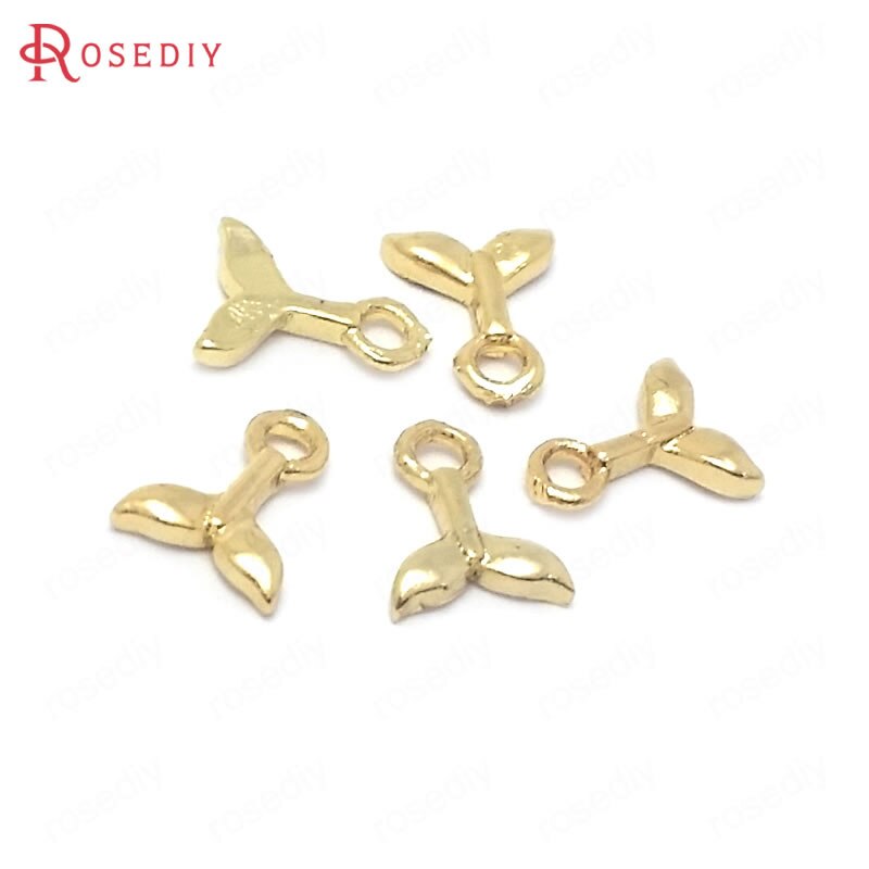 (38508)10PCS 7.5x6MM 24K Color Oro In Ottone Coda di Balena Pendenti E Ciondoli Pendenti Con Gemme E Perle Forniture Creazione di Gioielli Fai Da Te Risultati accessori