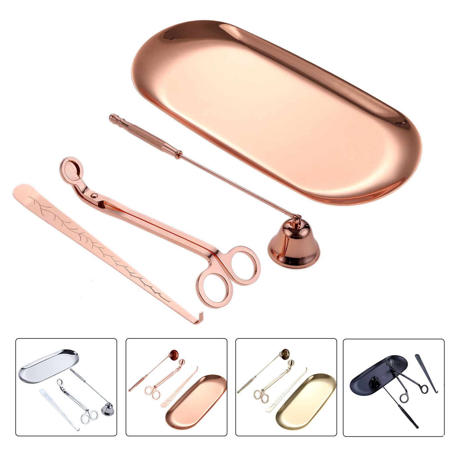4pcs Candle Care Kit Candle Wick Trimmer Candle Wick Dipper Candle Snuffer Storage Tray Candle Scissor Home Decoration