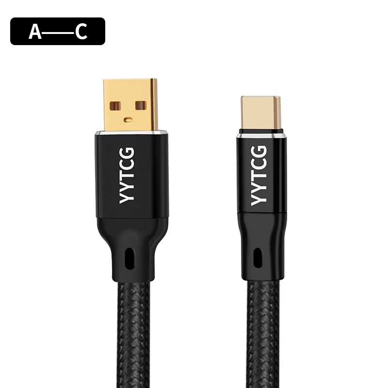 YYTCG Cable USB de alta fidelidad DAC A-B C-B C-C Audio Digital AB OCC Chapado en plata tipo A a tipo B Cable tipo Usb Hifi: Azul cielo / 1 m