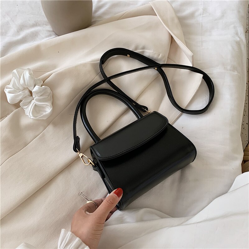 Umhängetaschen Für Frauen Kleine Kette Handtasche Kleine Tasche PU Leder Hand Tasche Damen mit griff: Schwarz