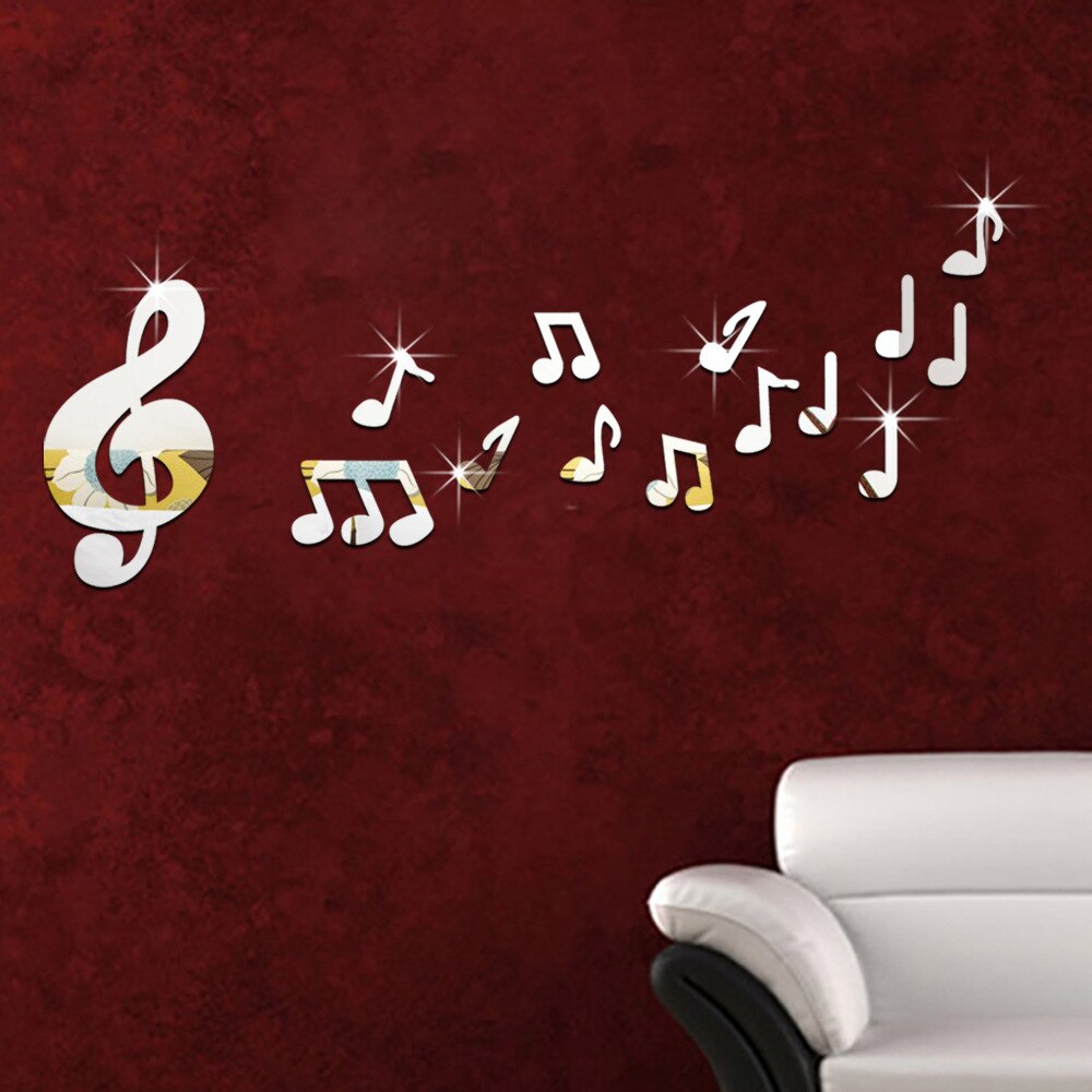 14pcs/lot stereo wall with music room wall of children's room and music room with music notes mirror of dance classroom