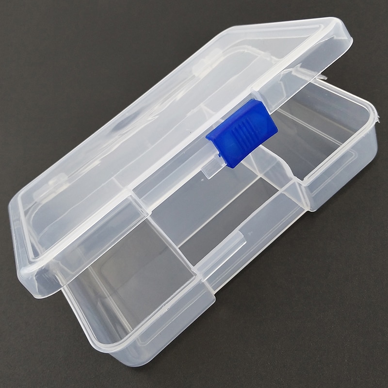 OUTKIT Hoge Sterkte 14.3*9.9*3.3cm met 5 Vakken Transparant Zichtbare Plastic Vissen Lokken Doos Visgerei doos