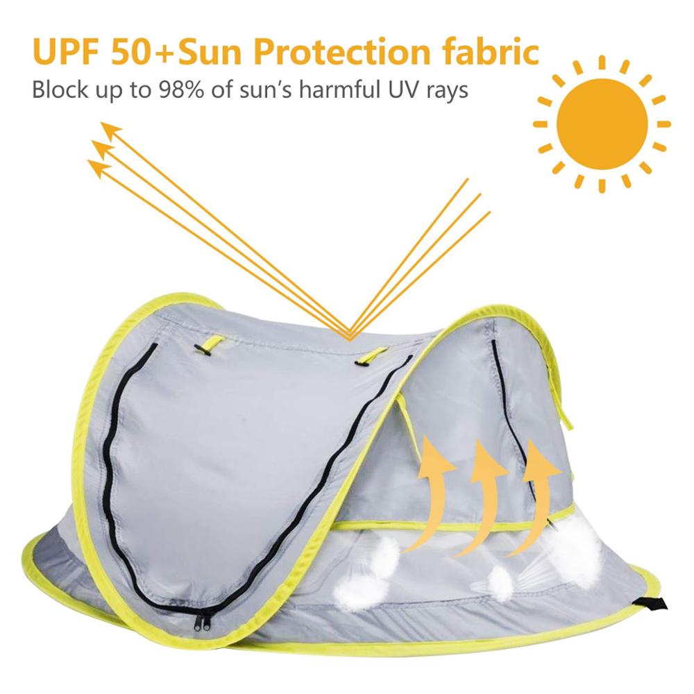 Tenda da spiaggia per bambini tesa cappello di protezione solare tenda da viaggio per bambini portatile tende da sole per neonati Pop Up pieghevole letto per esterni paralume per bambini