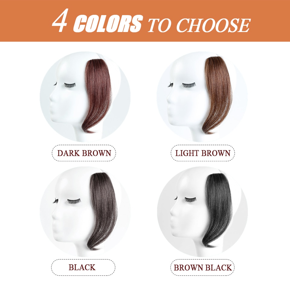 HUAYA Handmade Natural Bangs Hair Extension Heat Resistant Fiber Wigs Bangs Women's' Middle Part Hairstyle Bangs Clip