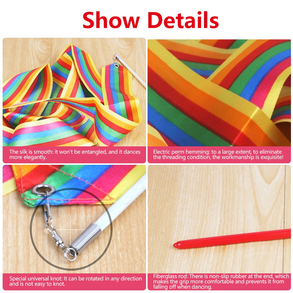 Gymnastics Dance Ribbon - 2M/4M - Rhythmic Art Streamer Twirling Rod Stick