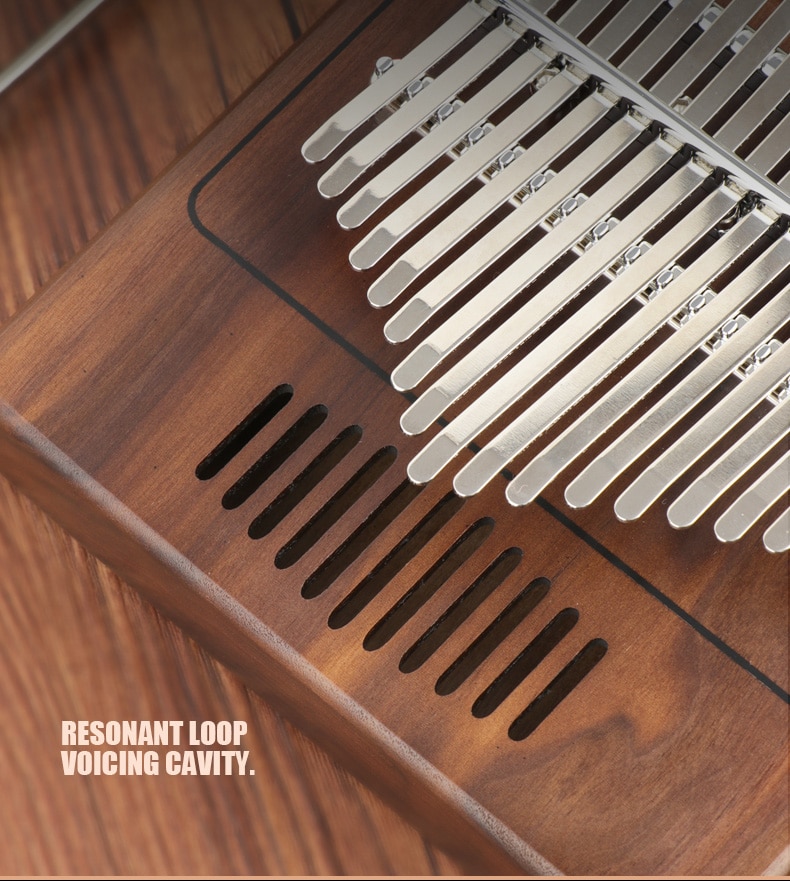 Portátil Piano 17 teclas Piano de pulgar Kalimba de placa única de de madera de caoba cuerpo instrumento Musical