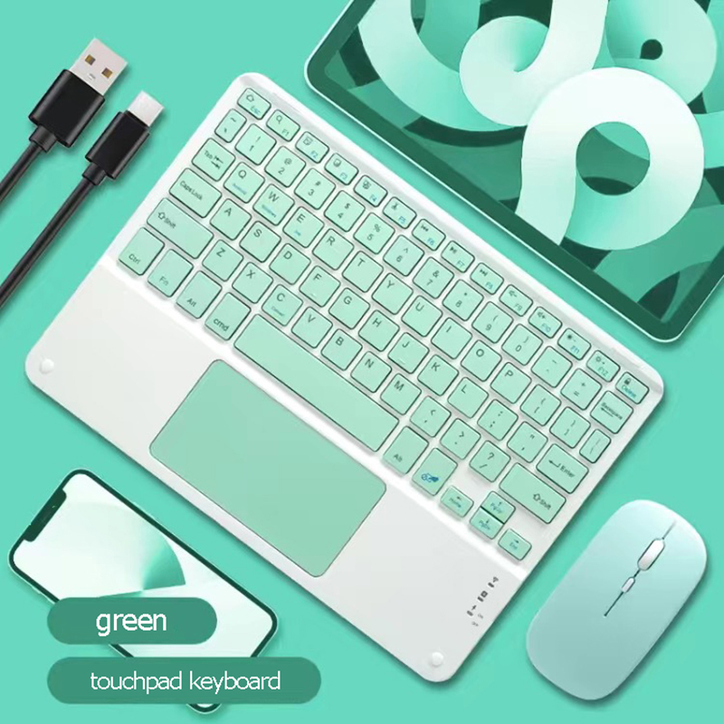 Oplaadbare Touchpad Toetsenbord 10 Inch Draadloze Draagbare Keypads Voor Ipad Tablet Telefoon Pc Magneet Bluetooth Toetsenbord Met Muis: Pewter