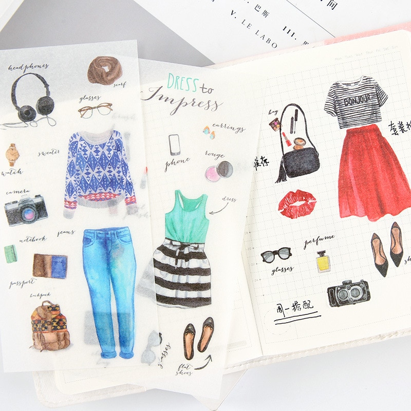 6 Sheets/pack Collection Stickers Set Decorative Stationery Sticker Scrapbooking DIY Diary Album Decoration Stick Label