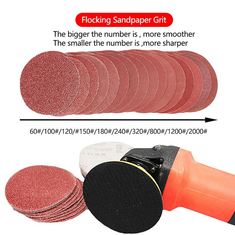 100pcs 2 Inch 50mm Round Sandpaper Disk Sand Sheets Grit 40-2000 Hook Loop Sanding Disc for Sander Grits