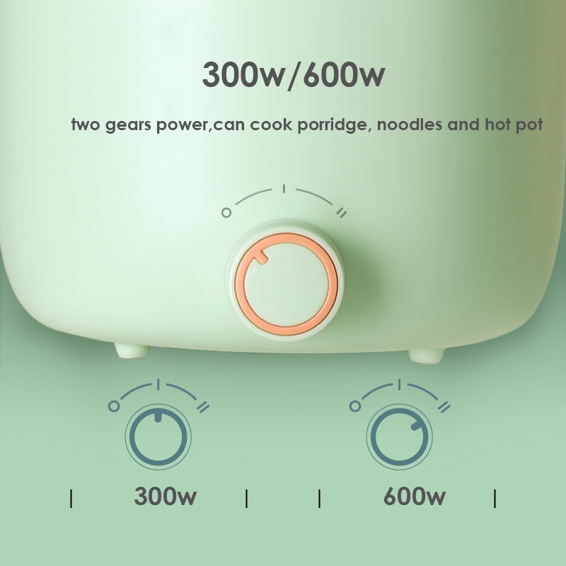 600w bærbare elektriske kogegrej til husholdningsbrug. sikkerhedssovesal multic-komfur 0.8l- kapacitet desktop minigryde