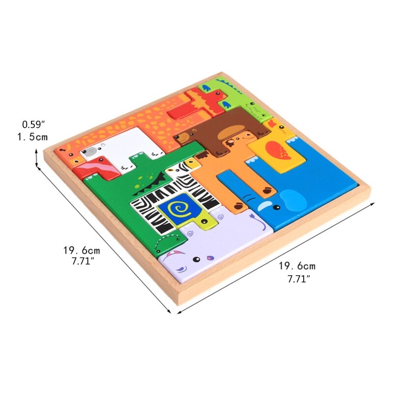 3D Dier Puzzels Kubus Houten Speelgoed Baby Houten Educatief Speelgoed Jigsaw Voor Kind