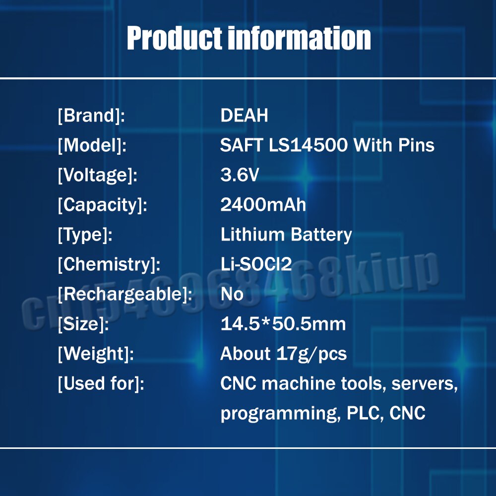 1Pcs Saft LS14500 14500 LS-14500 ER14505 Aa 3.6V 2400Mah Lithium Batterij Met Pinnen Voor Water Meter Plc cnc Machine Touch Screen