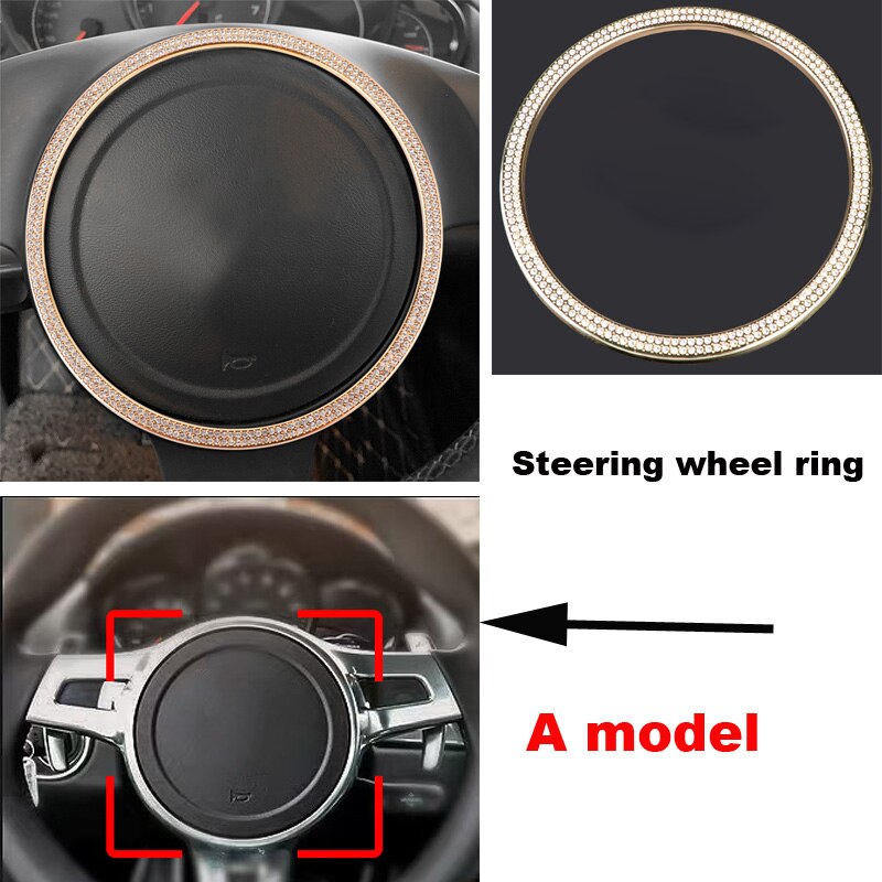 Auto Styling Gouden Stuurwiel Volume Ring Venster knop Trim voor Porsche Panamera Cayenne Macan Auto Interieur Accessoires: Option 7