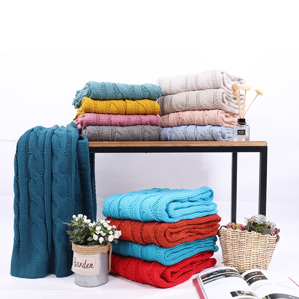 Battilo Cable Knit Throw Blanket, Acrylic Soft Cozy Snuggle TV Blanket, All Seasons Suitable for Adults and Kids, 50"x60"