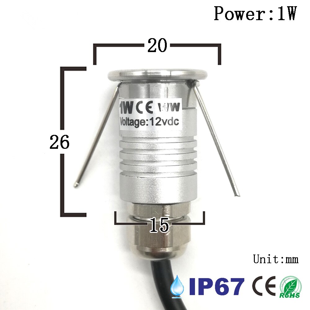 Luz subterránea 1W Mini iluminación enterrada DC12V impermeable IP67 cubierta de escalera lámpara de jardín Luz de esquina de pared luces 6 uds con controlador