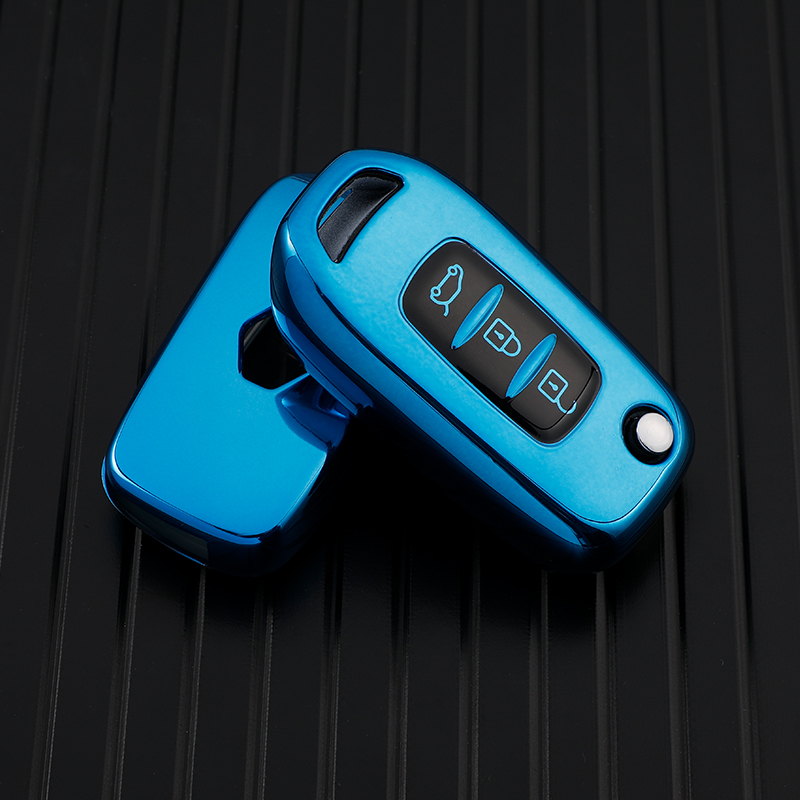 TPU Car Flip Key Case Cover Keychain Protector for Renault Kadjar Captur Megane Sandero Stepway Logan Clio 5 Arkana: Blue
