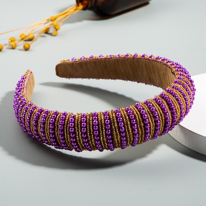 Vintage Hand Made Simulato Della Perla Della Fascia per la Donna Elegante Beige Spugna Della Perla Hairband Nuziale di Cerimonia Nuziale Del Partito Accessori Per Capelli: FG43-Rosy