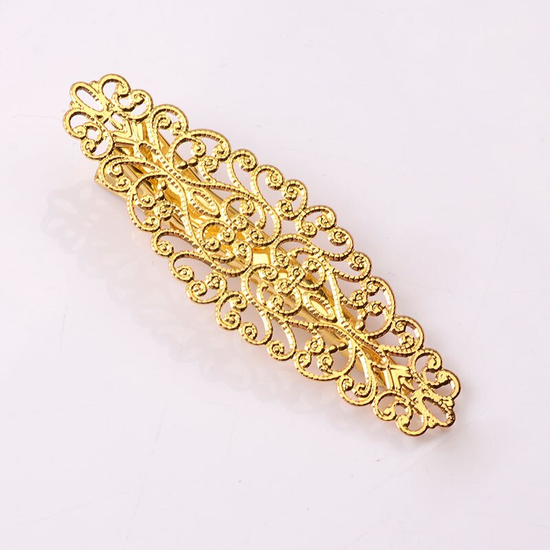 10 teile/los 64*23mm Metall Filigrane Haar Clips Haarnadel Haarspange Klaue Clip Hairgrip Haar Zubehör Für Wome: goldfarben