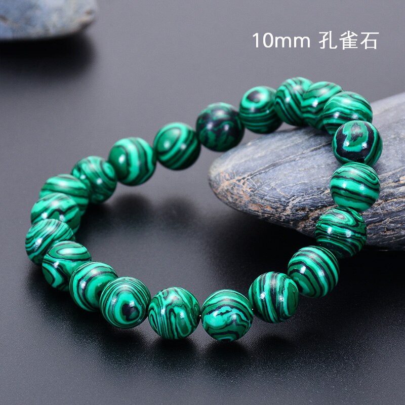 6-12Mm Higth Malachiet Armband Voor Mannen Vrouwen Natuursteen Bead Boeddhistische Armband Charm Yoga Armbanden Sieraden: 10mm-Malachite