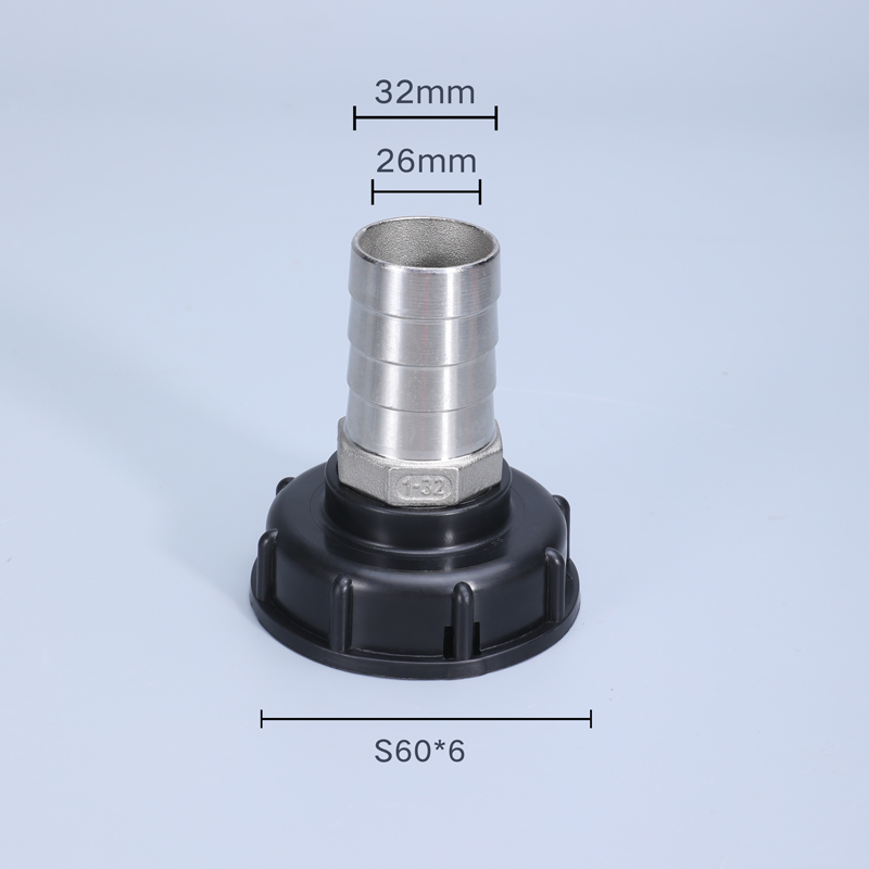 S60x6 Grobgewinde IBC Wassertankadapter 1/2" 3/4" 1" Gartenschlauch Rohrverschraubungen Abflussanschluss: grau