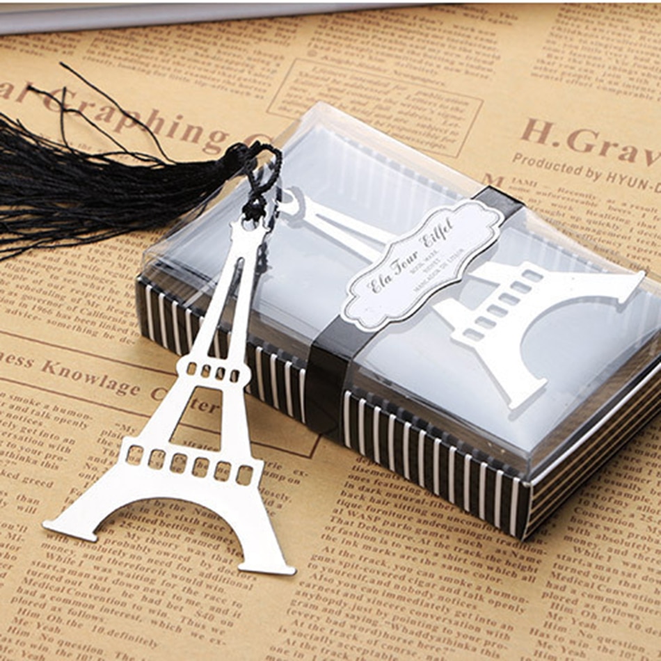 Romantische Eiffeltoren Bookmarks Met Kwastje Metalen Bladwijzer Briefpapier Huwelijksgeschenken