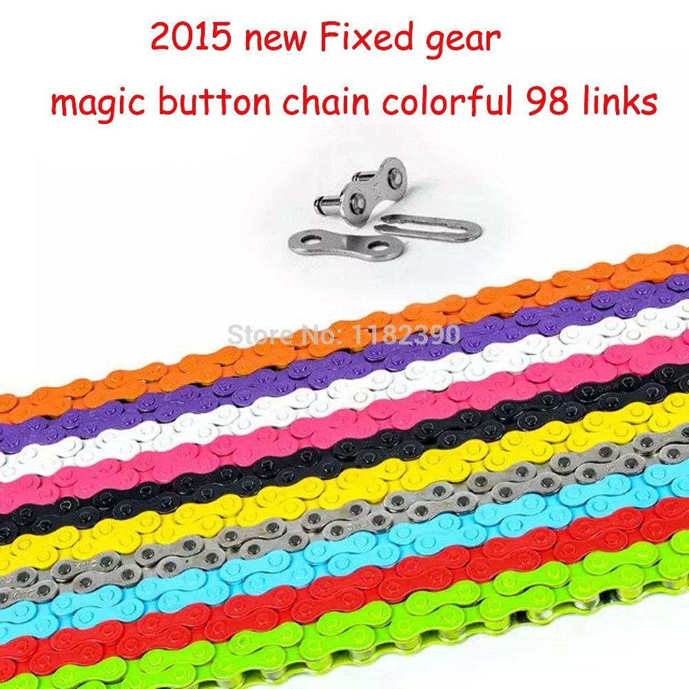 Fixed gear track bike bicycle chain single speed chain magic button chain colorful 98 links CZC004
