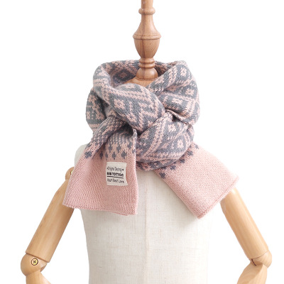Bufanda de lana cálida para niño y niña, abrigo para el cuello, invierno, otoño: pink