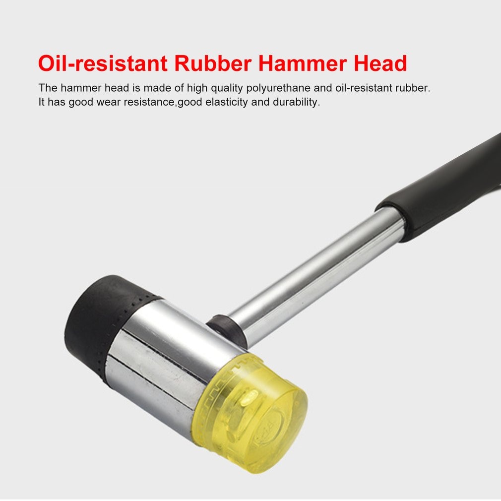 Manual Hammer Soft Mallet Double Face Soft Tap Rubber Mallet Hammer with Non Slip Plastic Grip DIY Leather Tool25MM
