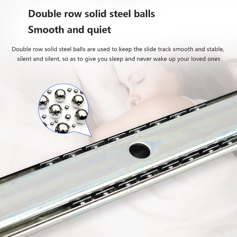 1 Pair Heavy Duty Ball Bearing Slides Computer Keyboard Drawer Tray Accessories Cabinet Furniture Rail Rack with Adjustable Q84D