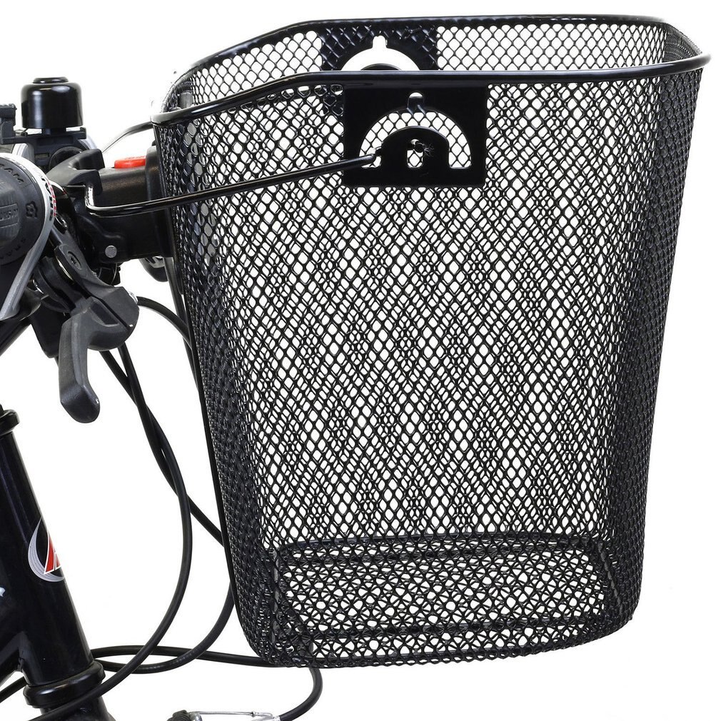 Bicicleta de metal malha cesta mtb mountain bike cesta liberação rápida alça ciclismo frente cesta dobrável