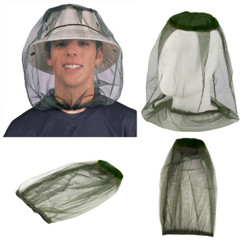 Gorro contra insectos para exteriores, mosquitera para exteriores, cubierta para la cabeza, mosquitera de nailon salvaje, gorro de viaje para pesca, mascarilla facial para pesca