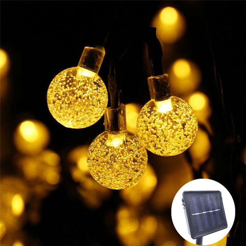 20/30/50 led krystalkugle led solcellelampe strøm led string fe lys solguirlander have juledekoration til udendørs: Varm hvid / 20 lysdioder 5 meter