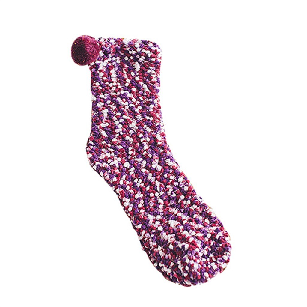 25 # chaussettes de glissement décontracté de corail des femmes mi Tube hiver chaussettes mignonnes épaissir thermique confortable chaussettes de plancher: F