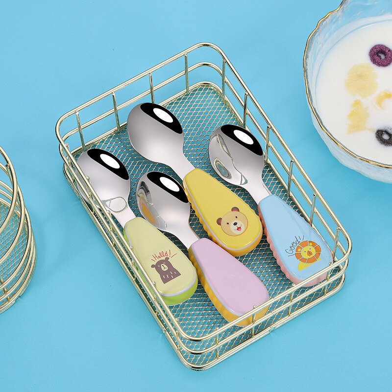 impostato di forchette per cucchiaio per neonati impostato di posate per bambini in acciaio inossidabile posate per bambini senza scatola di formica