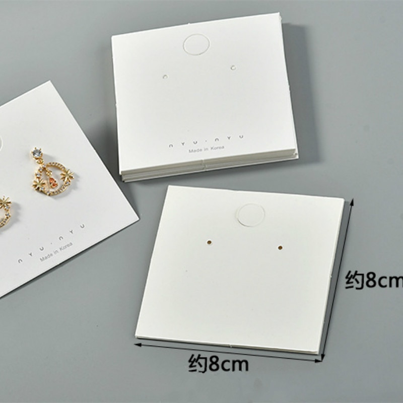100pcs Jewelry Display Card Blank White Paper Cardboard Necklace Bracelet Earring Holder Packaging Cards Plastic Bag: 3(8x8cm)